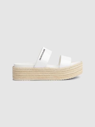 Calvin Klein Cipők HU879670 | Calvin Klein Bőr Női Platform Szandál Fehér